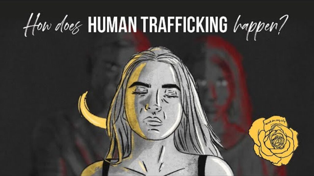 A Lady's Portrait and a Text Written How Does Human Trafficking Happen